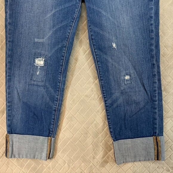 Gap Womens 8 Denim Jeans Blue Straight Crop Cuffed Low Rise Medium Wash Stretch - Picture 6 of 16